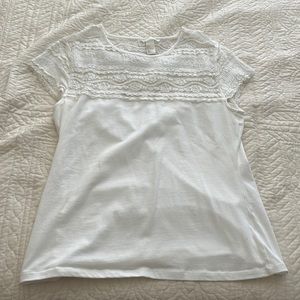 L H&M white lace tee